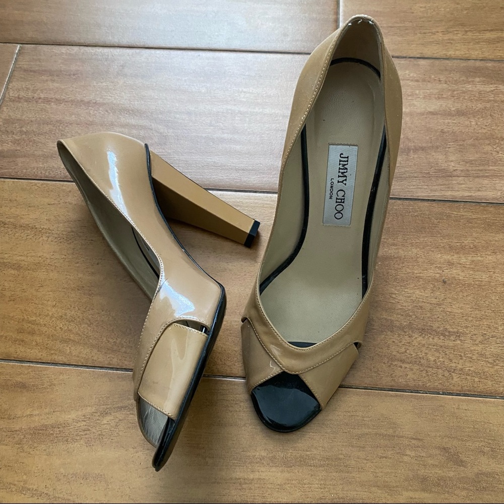 Jimmy Choo Nude Peep Toe Heels